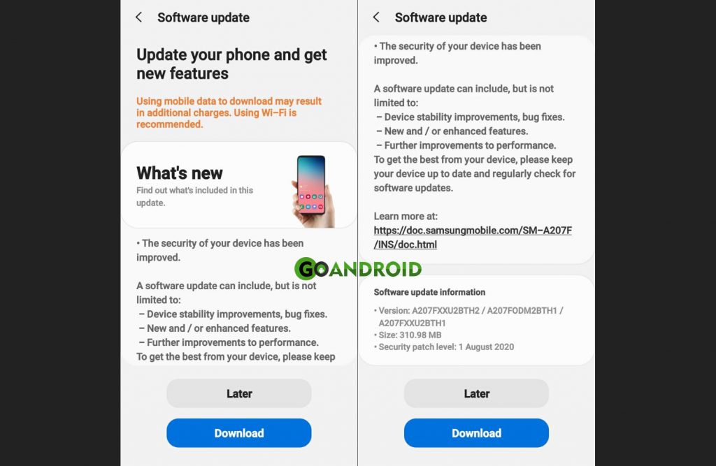 Samsung Galaxy A20s Updates Tracker