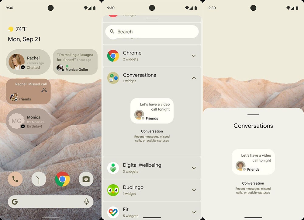 here's an inside view of android 12 [notification and privacy settings panel surfaces]