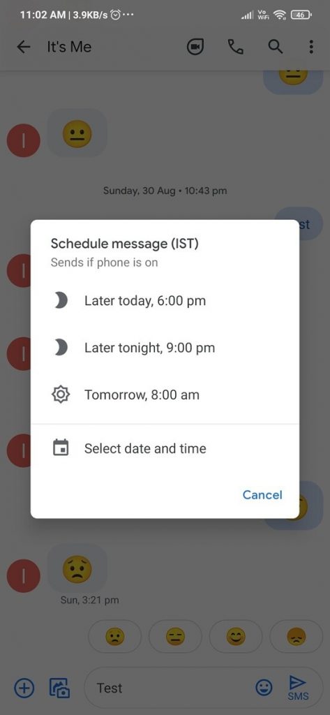 google message schedule