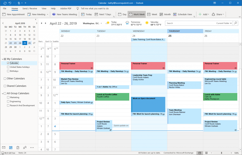 microsoft outlook's calendar