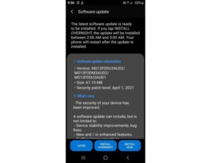 samsung galaxy m01 core update