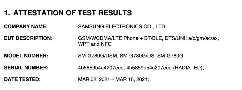 samsung galaxy s20 fe 4g fcc