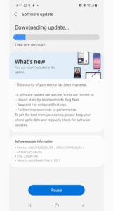 samsung galaxy a52 update