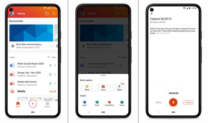 microsoft office for android adds ability to capture and transcribe voice recordings
