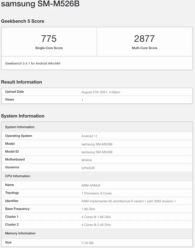 Galaxy M52 5G