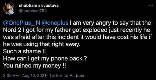 OnePlus Nord 2 explosion