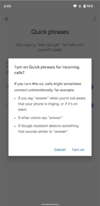 google will set up “quick phrases” to trigger assistant without “hey google”