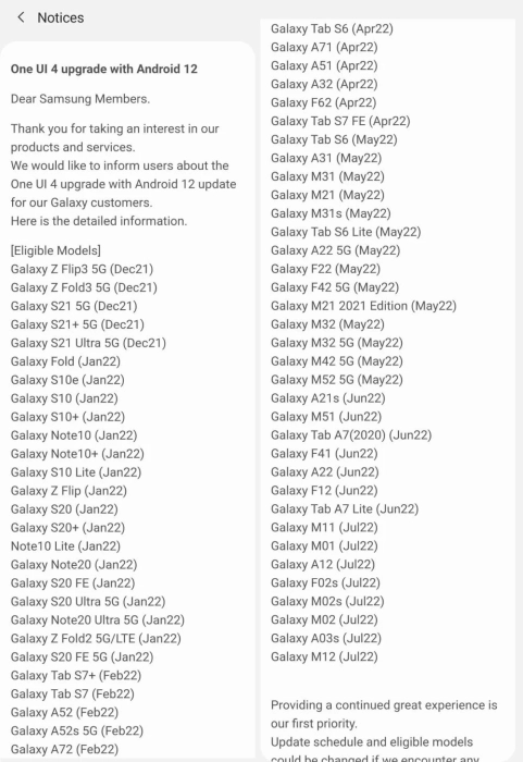 list of samsung phones getting one ui 4.0 in india