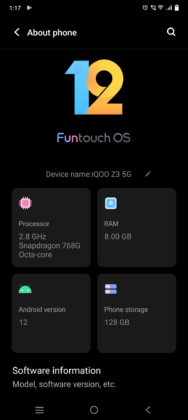 stable android 12 based funtouchos 12 update is live for iqoo z3