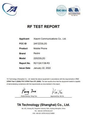 an unknown redmi phone hits fcc with model number 2afzz33l2g