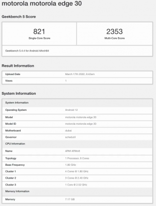 moto edge 30 arrives on geekbench with snapdragon 778+ 5g soc