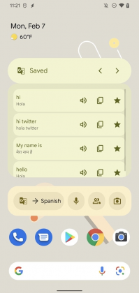 google translate gets the material you design and a “quick translate” widget