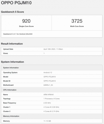 oppo k10 with mediatek dimensity 8000 soc appears on geekbench