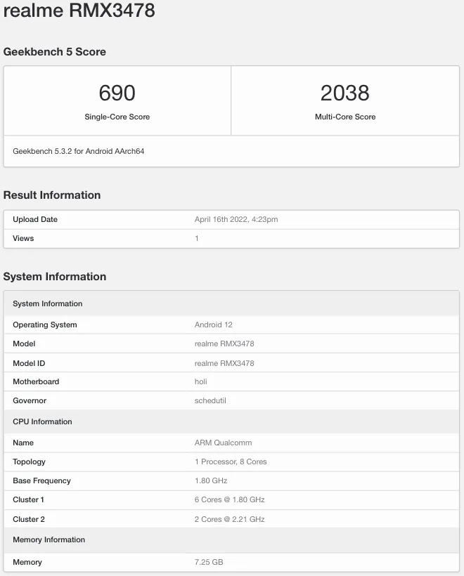 realme q5 arrives on geekbench with snapdragon 695 soc ahead of launch