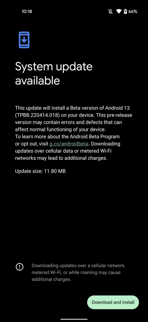 android 13 beta 2.1