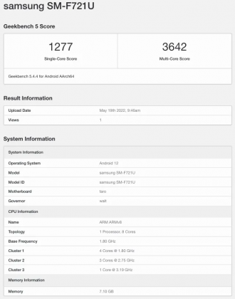 galaxy z flip 4 arrives on geekbench with snapdragon 8 gen 1+ soc