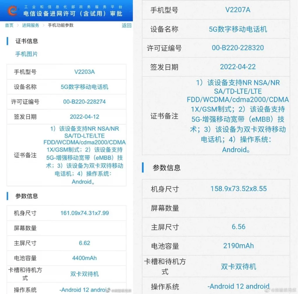 vivo s15 pro & vivo s15e arrives on tenaa, key specifications revealed