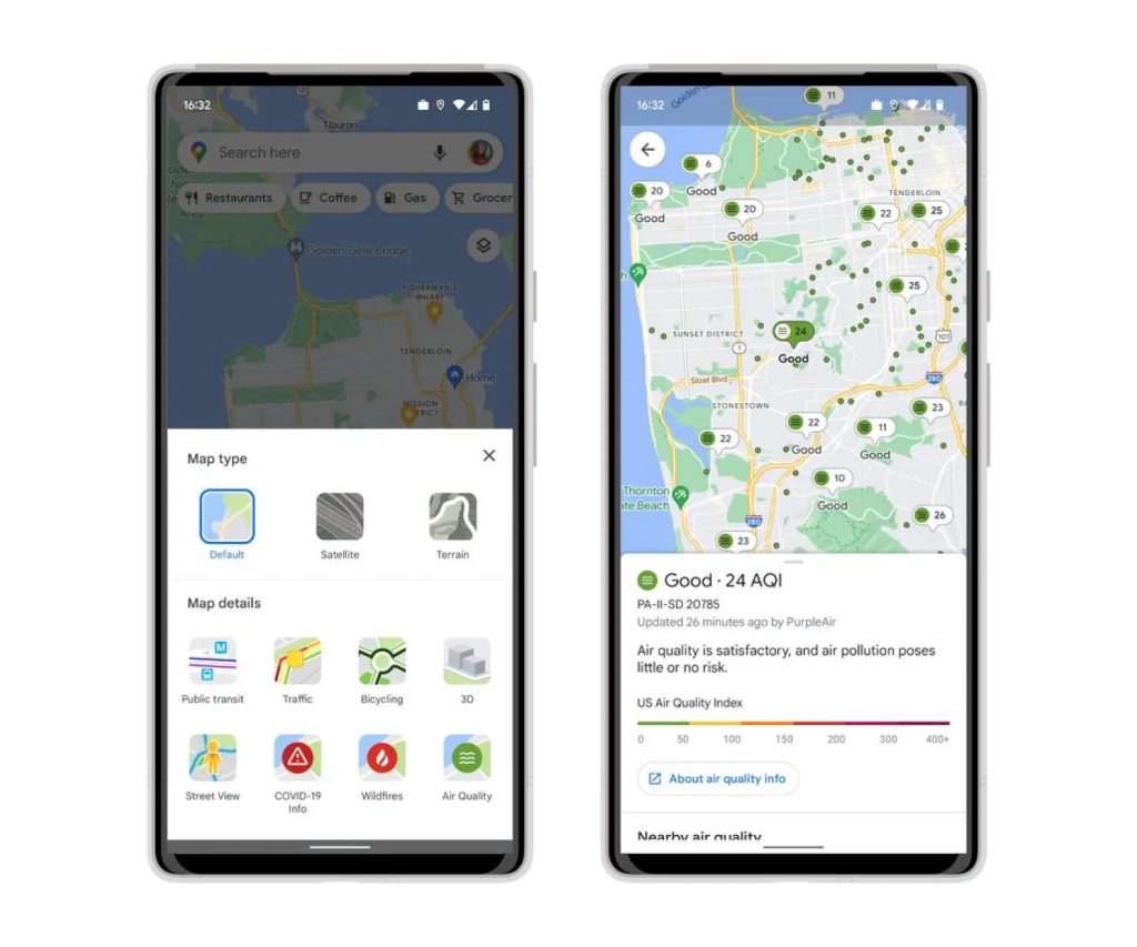 google maps adds air quality index (aqi) in both android & ios