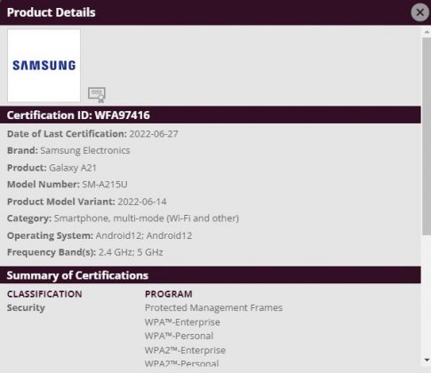 samsung galaxy a01, a21, a11, and m01 android 12 update imminent, confirms wifi alliance