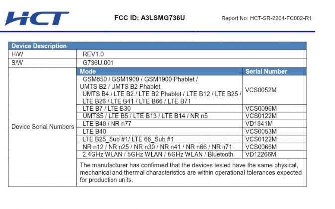 samsung galaxy xcover 6 pro arrives on fcc as sm-g736u confirming specifications