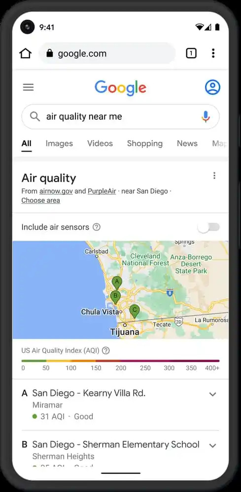 google maps adds air quality index (aqi) in both android & ios