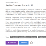 moto g40 fusion & g60's android 12 update breaks 'multi-volume' function