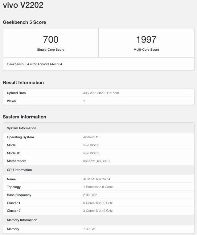 vivo v25 arrives on geekbench, confirms dimensity 900 soc