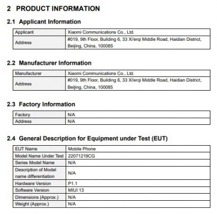 poco 22071219cg makes it to fcc with miui 13 pre-installed