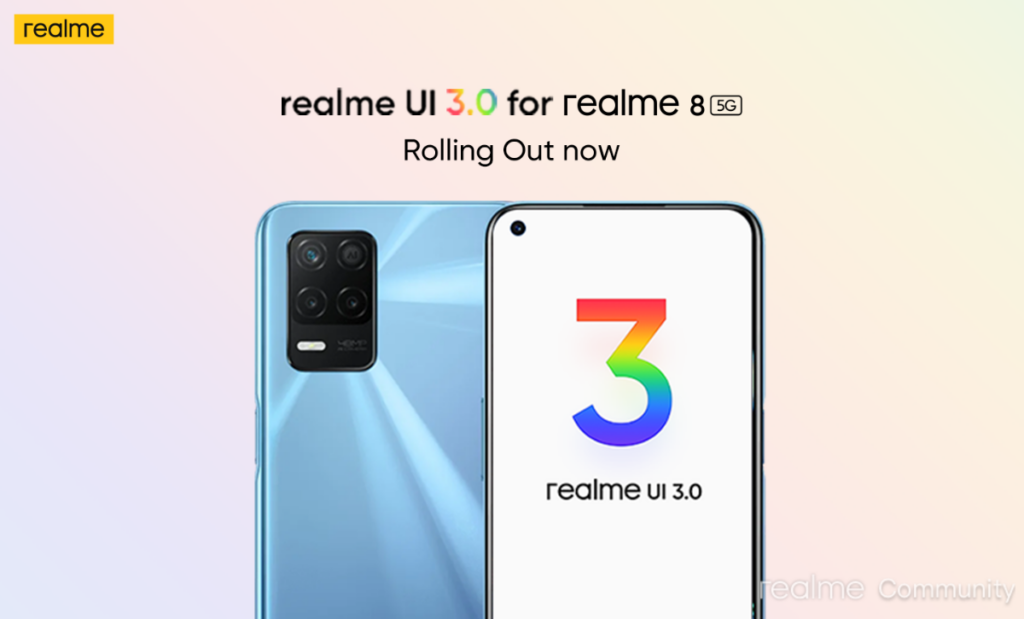 realmeui 3.0 based on android 12 update arrives for realme 8 5g