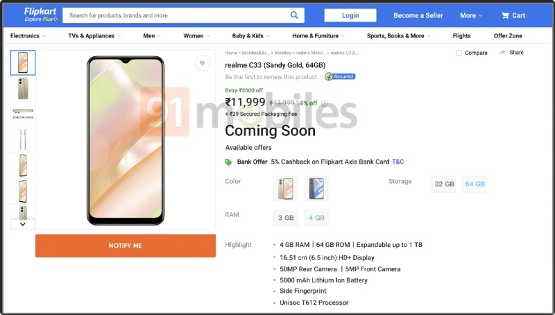realme c33 price leaks just a day before the launch