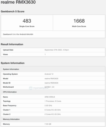 realme 10 spotted on geekbench with mediatek helio g99 soc