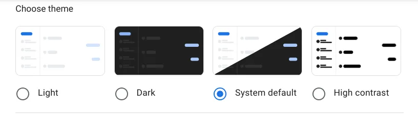 google messages on web adds “system default” theme option