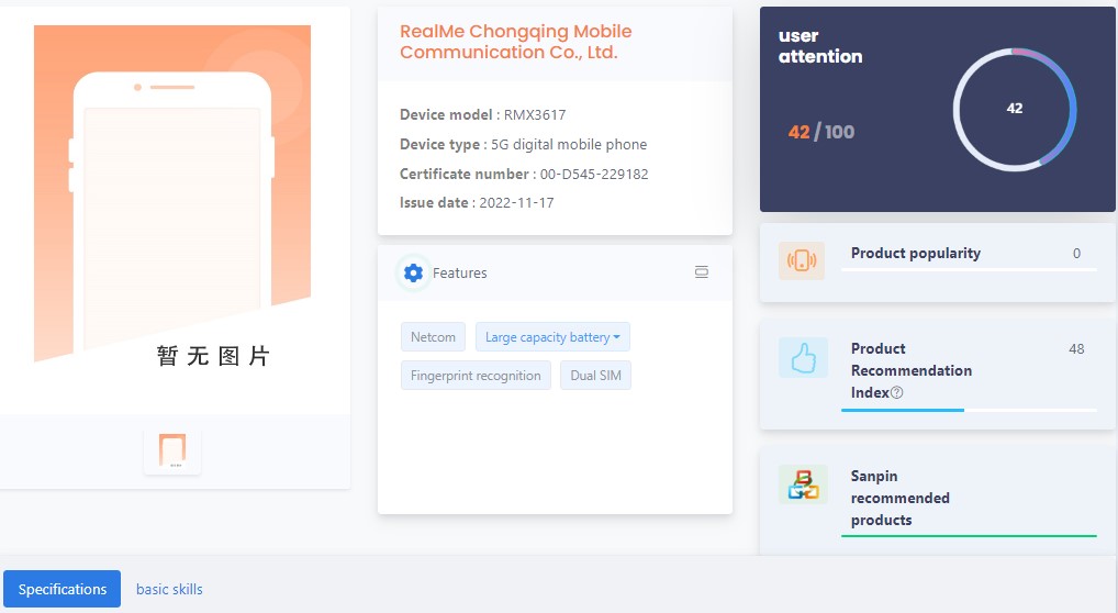 realme rmx3617 makes it through tenaa with specification details