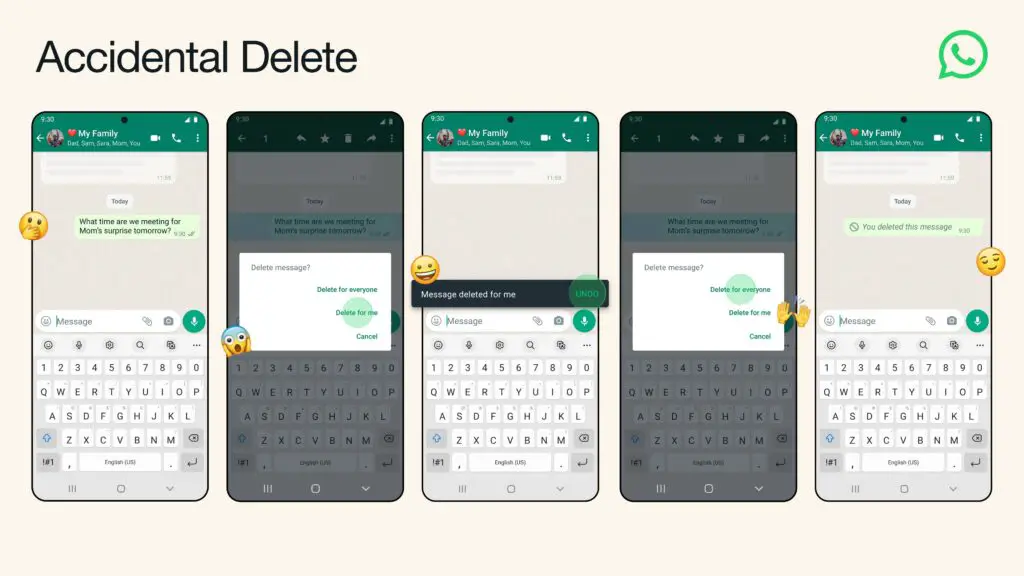 whatsapp introduces undo option for delete for me option