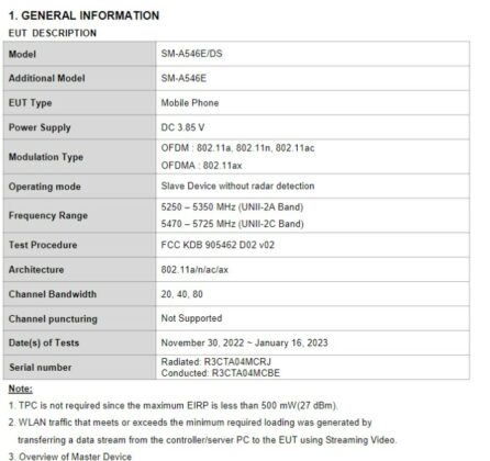 samsung galaxy a54 5g arrives on fcc with some minor details