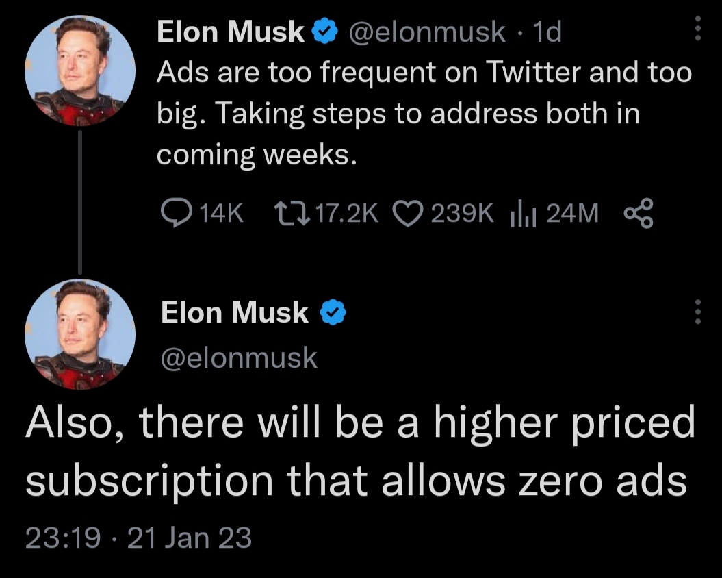 twitter blue with no ads plan coming in few weeks, confirms elon musk 1 twitter blue with no ads - thegoandroid