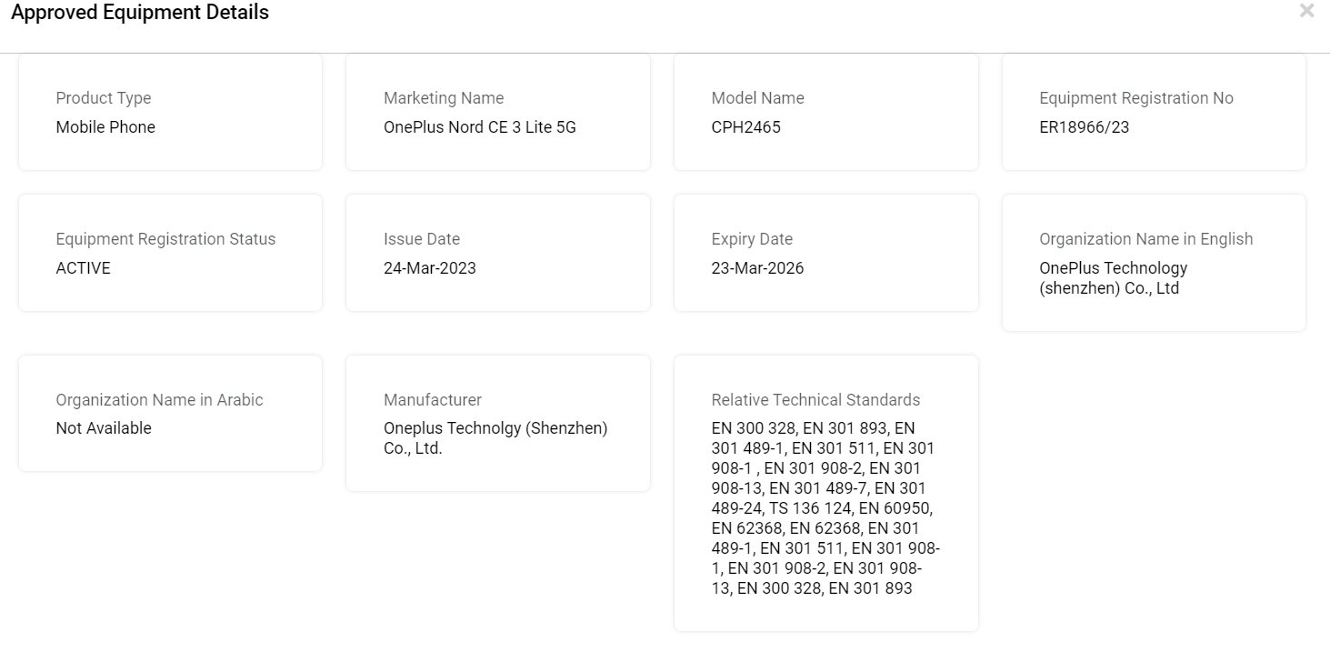 oneplus nord ce 3 lite appears on the tdra certification - the go android