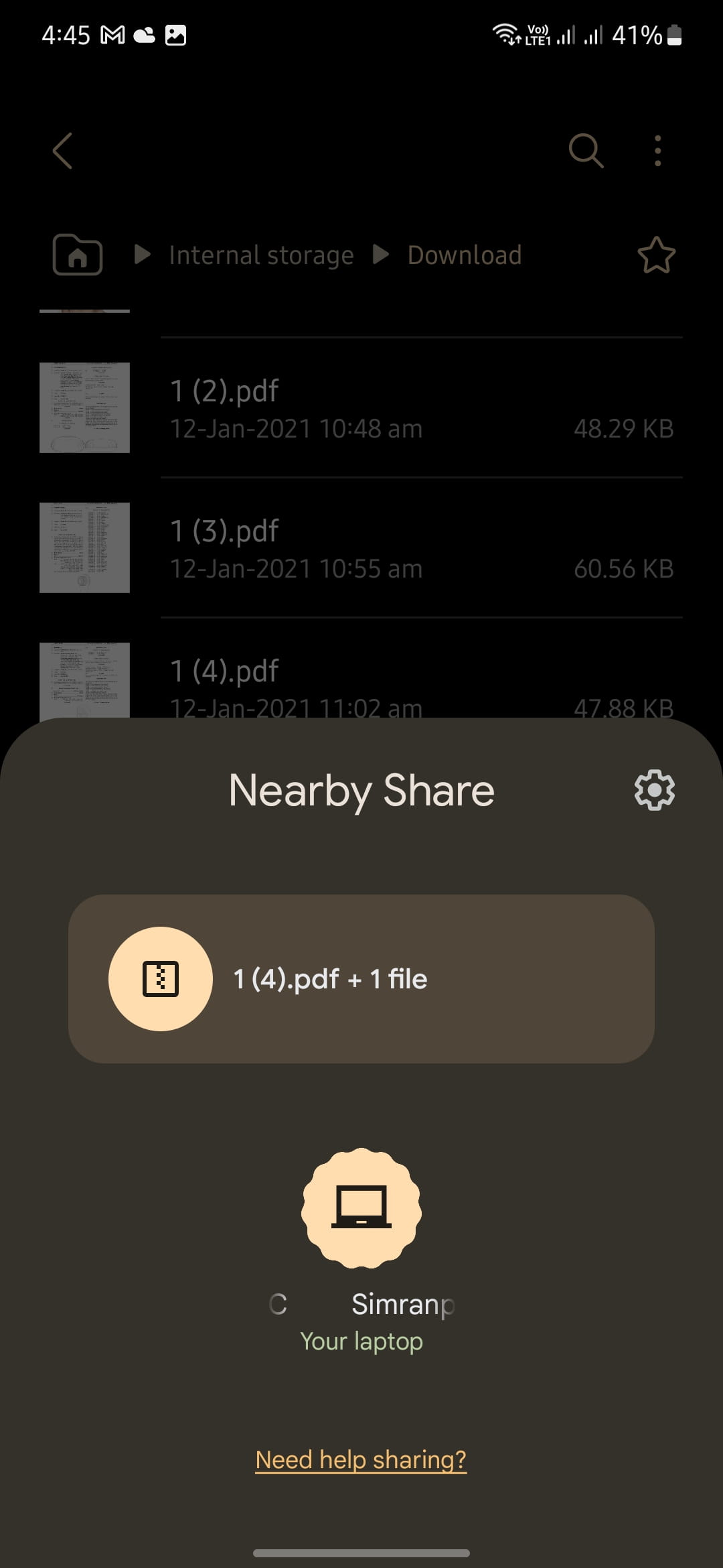 how to use nearby share to transfer files from android to windows pc