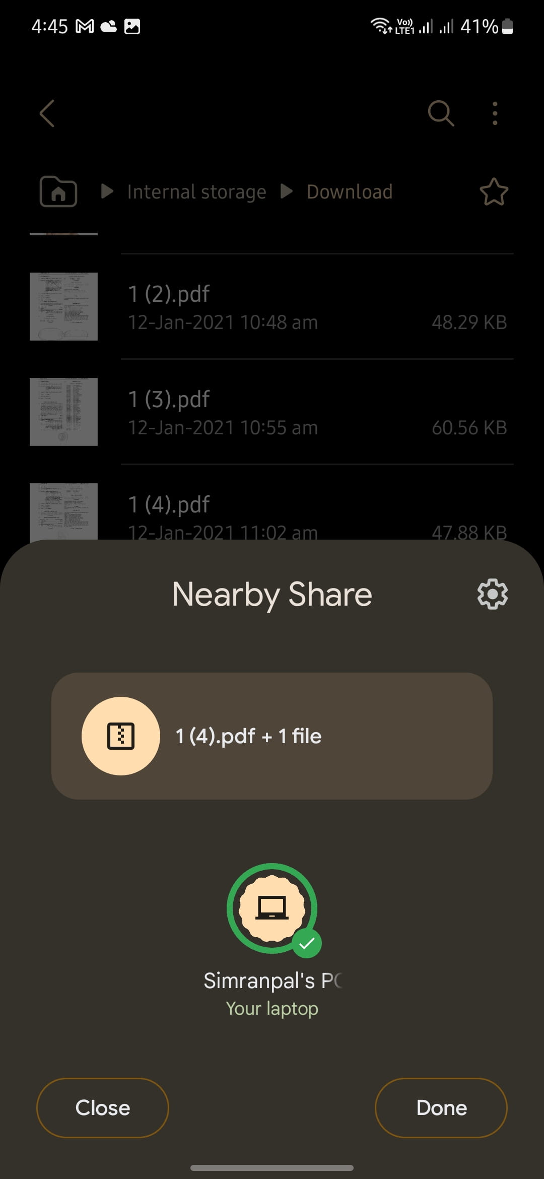 how to use nearby share to transfer files from android to windows pc