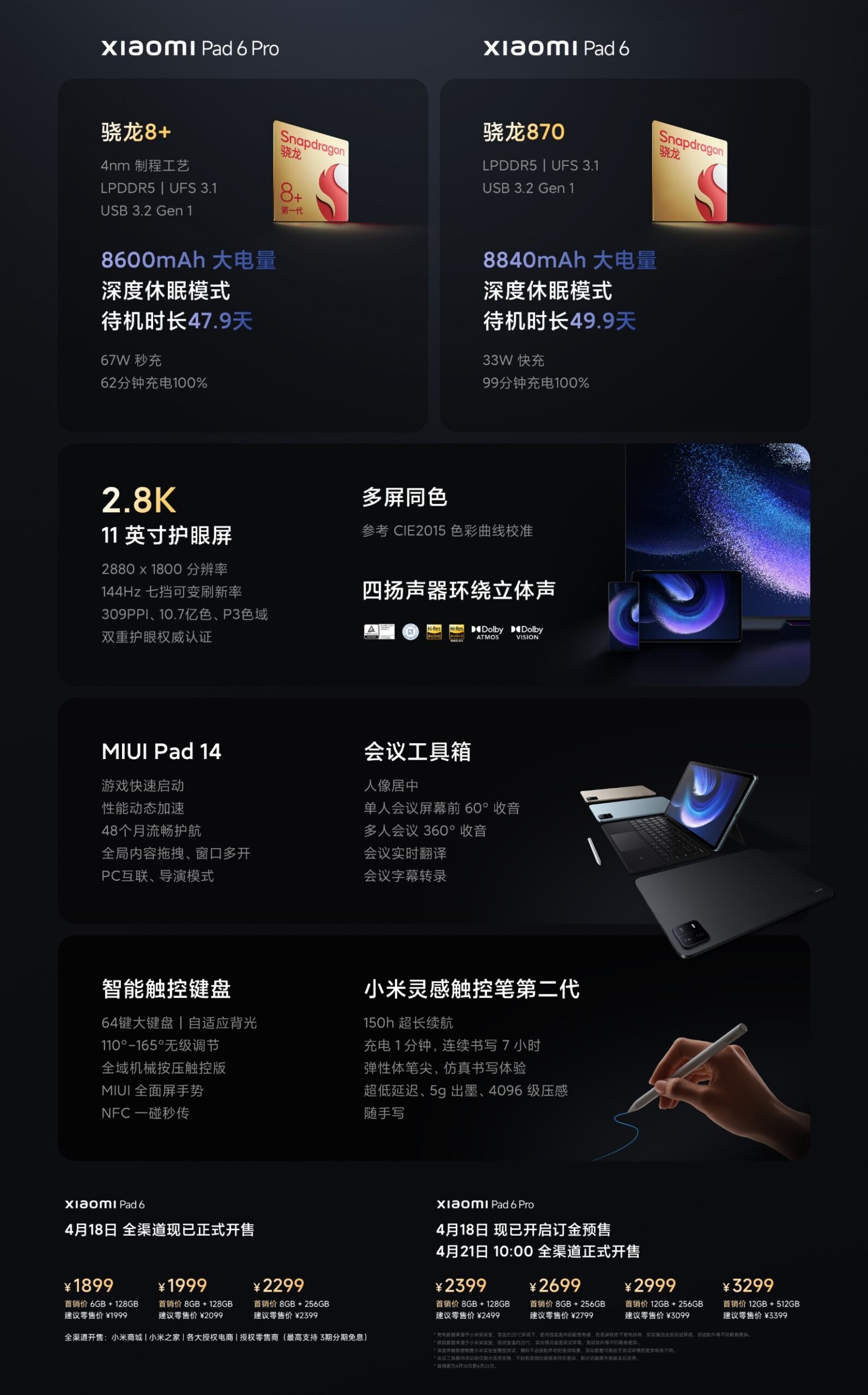 xiaomi pad 6 and pad 6 pro with snapdragon 8 series soc launched in china 1 xiaomi launches pad 6 and pad 6 pro - the go android