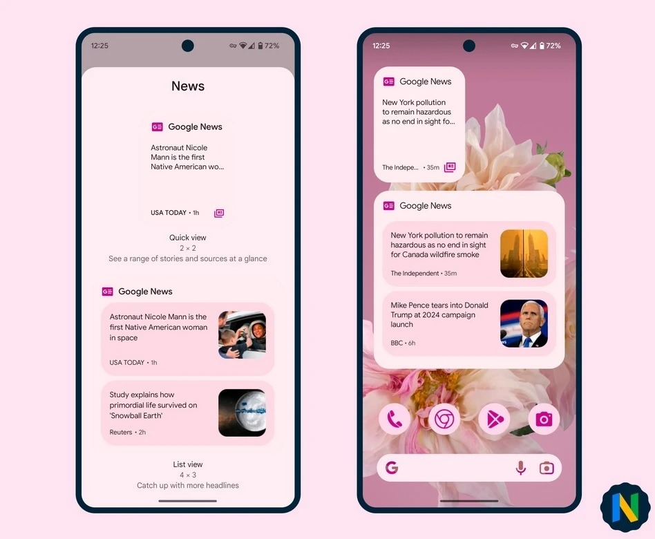 quick look at the new google news android widgets 1 quick look at the new google news android widgets