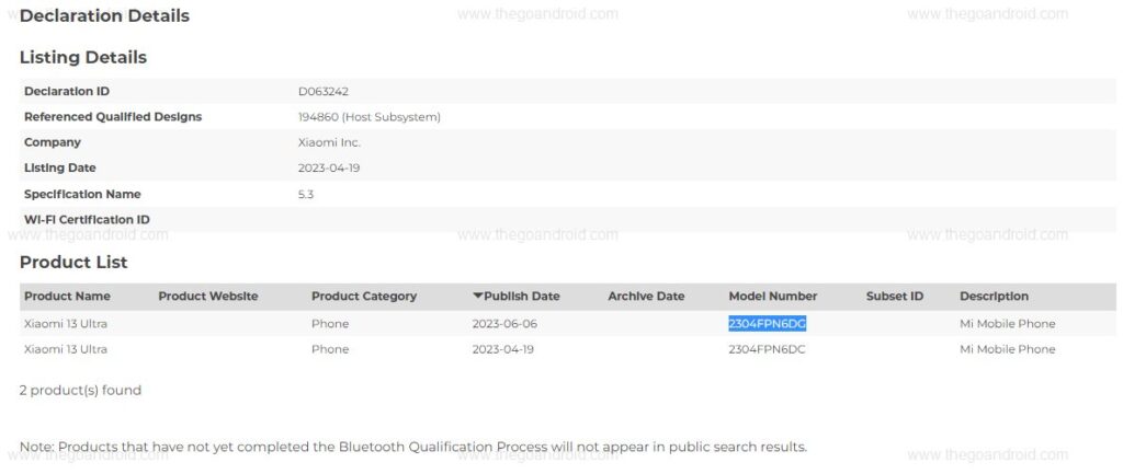 xiaomi 13 ultra global variant hits bluetooth sig, ahead of its official launch