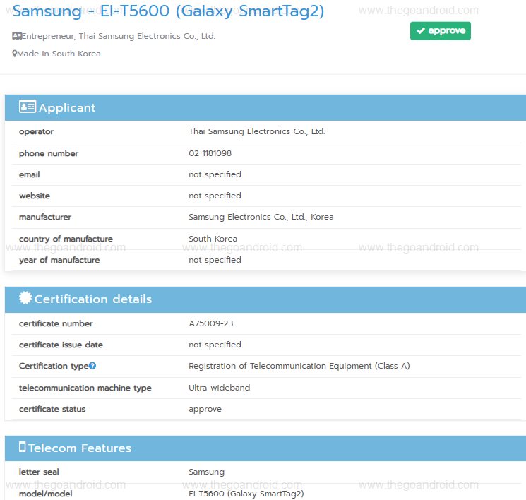 samsung galaxy smarttag 2 hits nbtc, spotted with uwb support